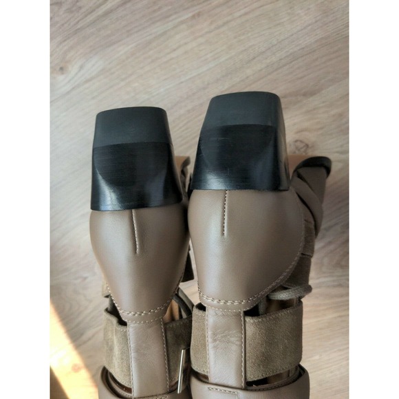 Chloe Rylee Caged Suede Taupe Buckle Ankle Boots - Picture 9 of 13